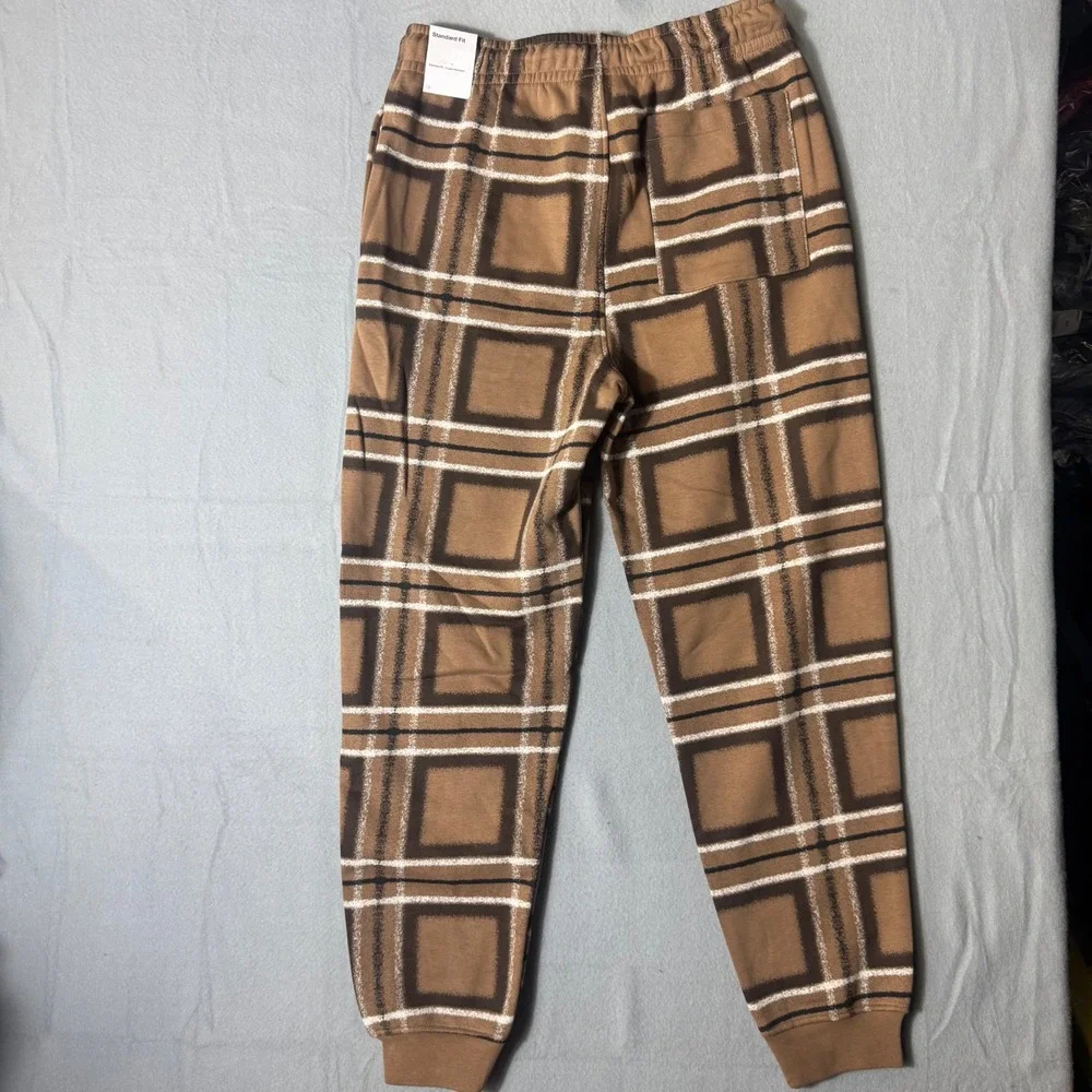 Jordan‎ Essentials Plaid Fleece Pants Brown FV7462-223 Mens Medium NEW